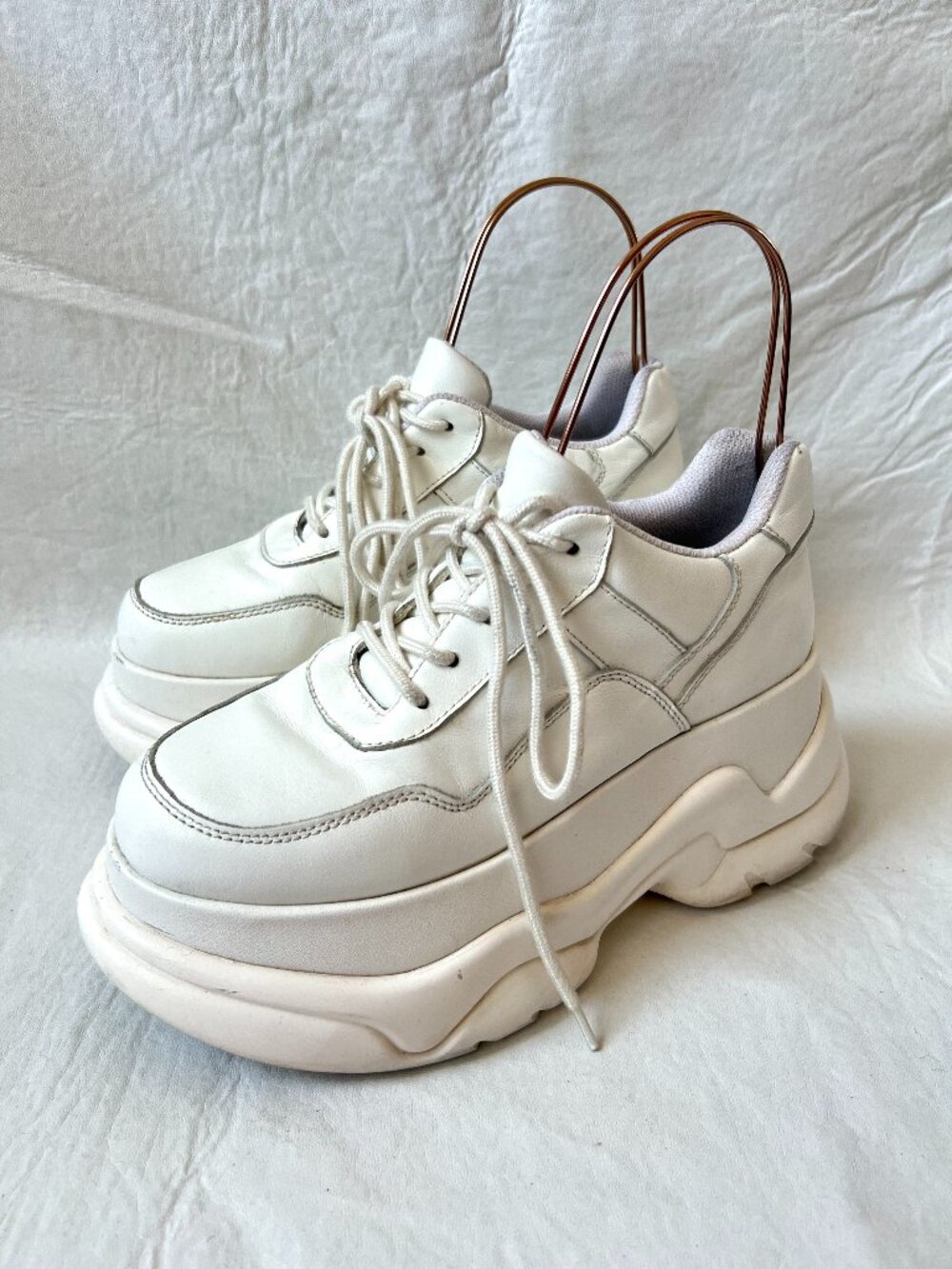 Jeffrey Campbell platform sneakers 8 white leather lace up chunky Most Def 2